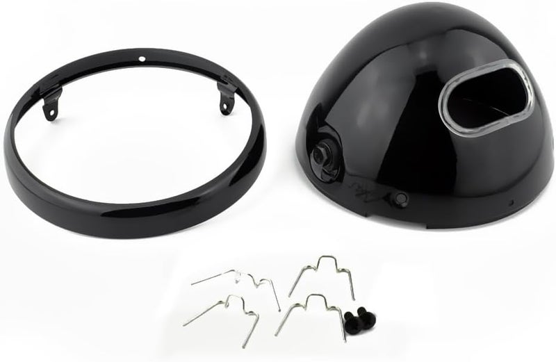 Boldness Motorcycle 7" Headlight Housing Shell Bucket Side Mount Lamp LED Cover for Cafe Racer Lighthouse Gloss Black - Image 3